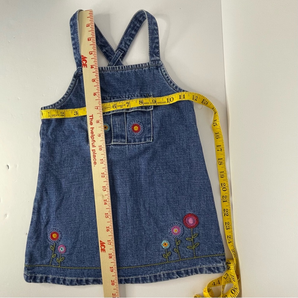 Gymboree Garden Party Denim Jumper Dress Embroidered Flowers Y2K Small 3 - Picture 15 of 15